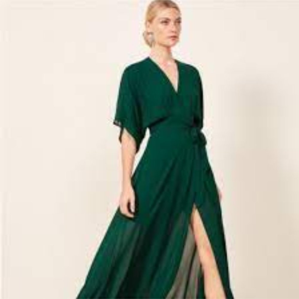 Reformation Winslow Dress (S) Emerald - NWT